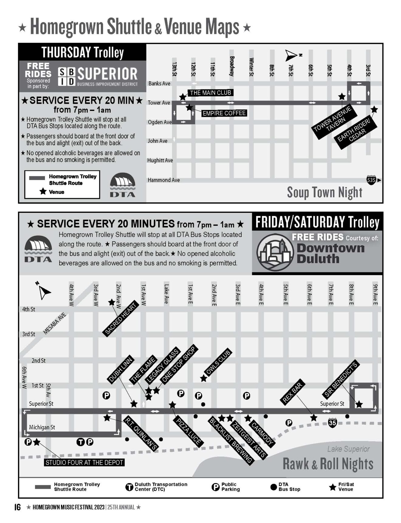 Homegrown Music Festival Trolley Routing and Schedule 2023 Duluth